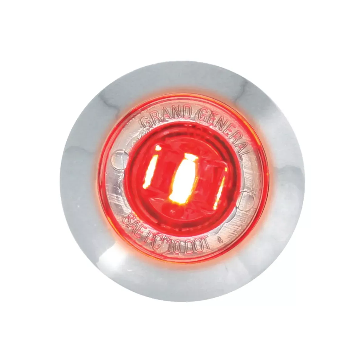 1″ Diameter Mini Wide Angle LED Marker Light With Chrome Bezel Red Clear