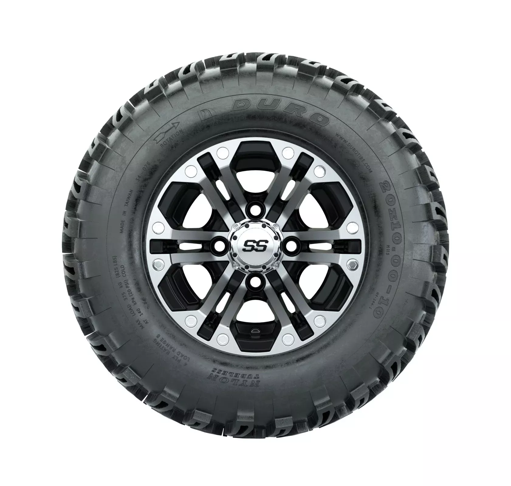 10" GTW Specter Black and Machined Wheels with 20" Duro All-Terrain Tires Set of 4
