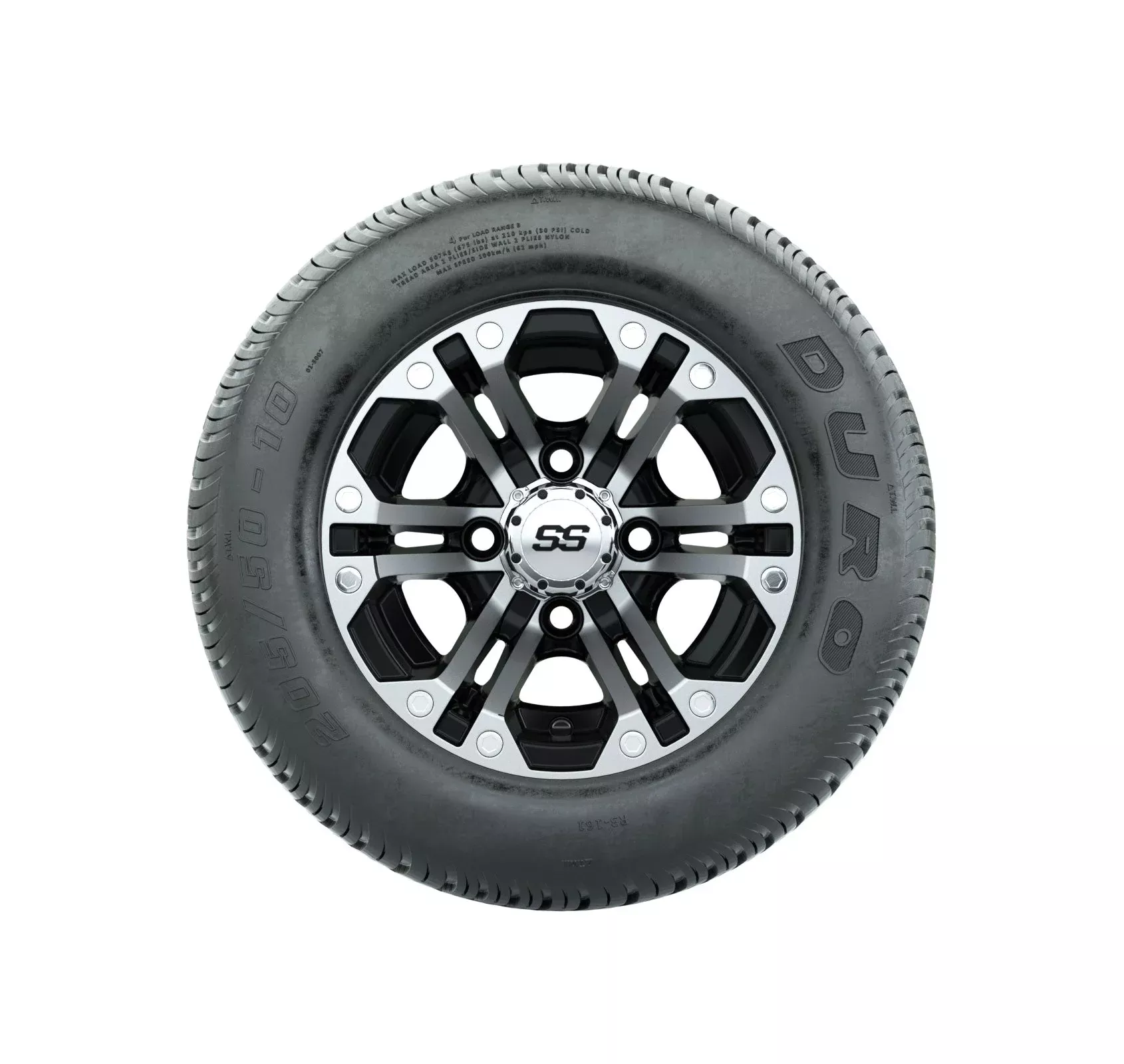 10" GTW Specter Black and Machined Wheels with 20" Duro Lo-Pro Street Tires Set of 4