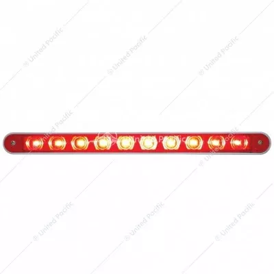 10 Red LED Red Lens 9" Light Bar With Bezel (Stop, Turn, Tail)