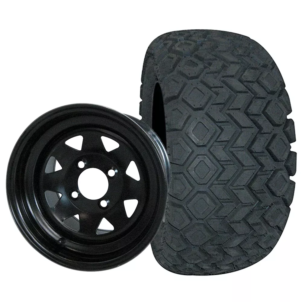 10" Steel, Black, 12x7.5, 3:4.5 Offset Wheel & Tire Combo