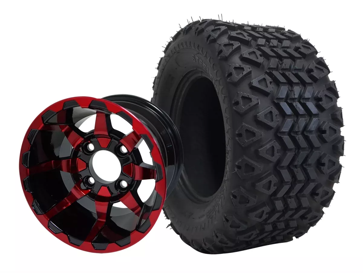 10"Vortex Red- Black Wheels & Tire Combo