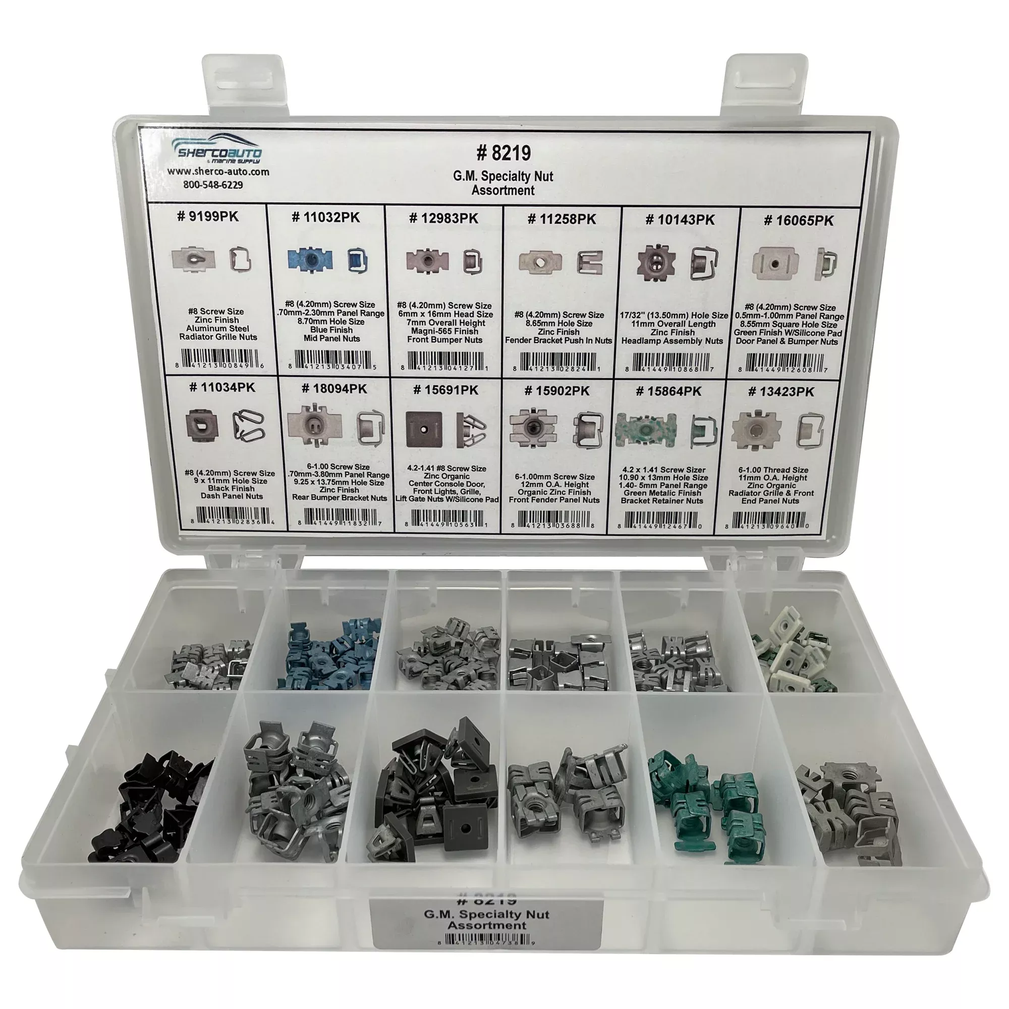 105 Piece G.M. Specialty Nut Assortment - 12 Types Bumper Grill Fender Panel