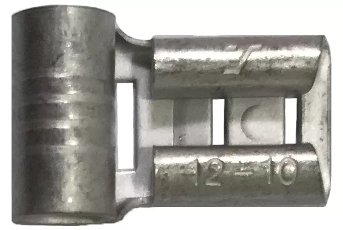 12-10 AWG Non-Insulated Female Flag Terminals - 0.250" Tab - 100 or 1000 Pack - Made in USA