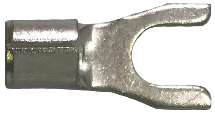 12-10 AWG Non-Insulated Spade Terminals - Tin-Plated Copper - #8 Stud - 100 or 1000 Pack - Made in USA