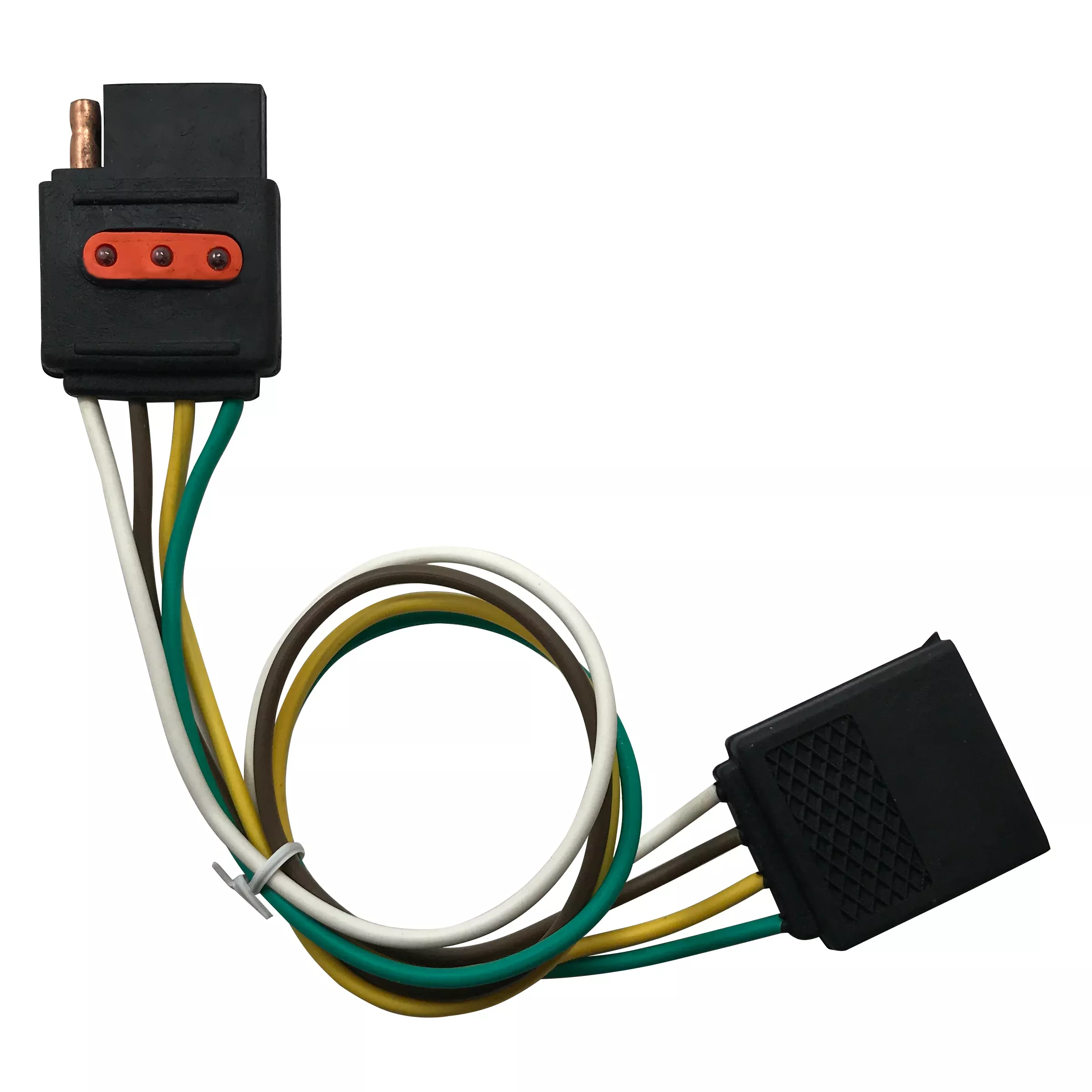 12" 4-Pin Flat Trailer Plug Extension with Built-In Wire Tester - Connector Harness