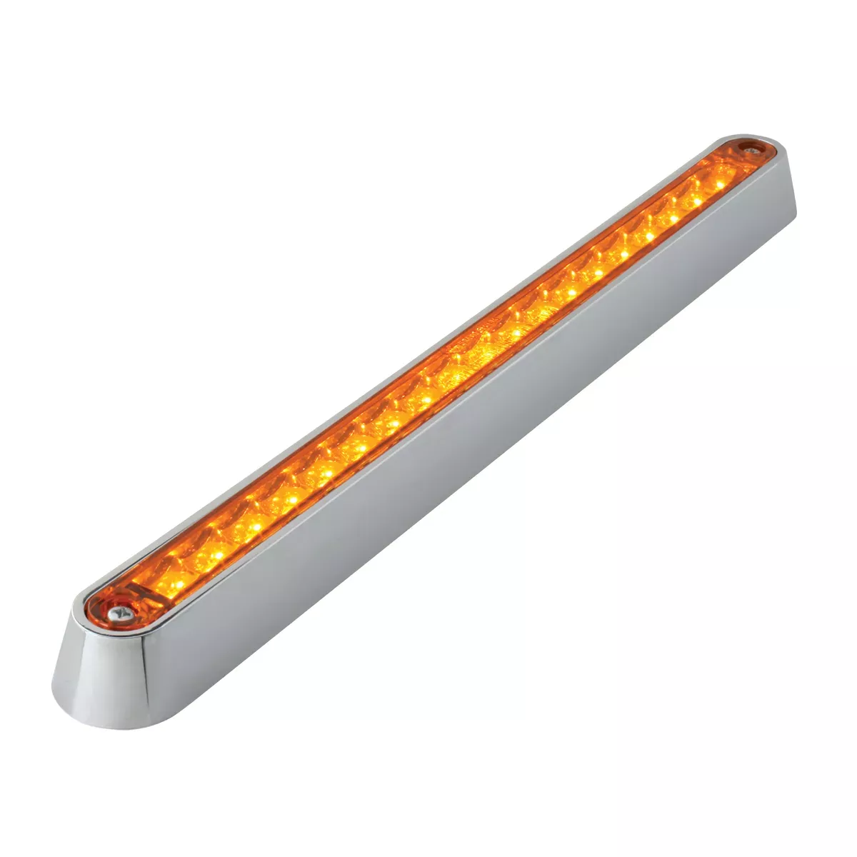 12″ Dual Function 18 LED With Chrome Base Turn Marker & Clearance Light Bar Amber Amber