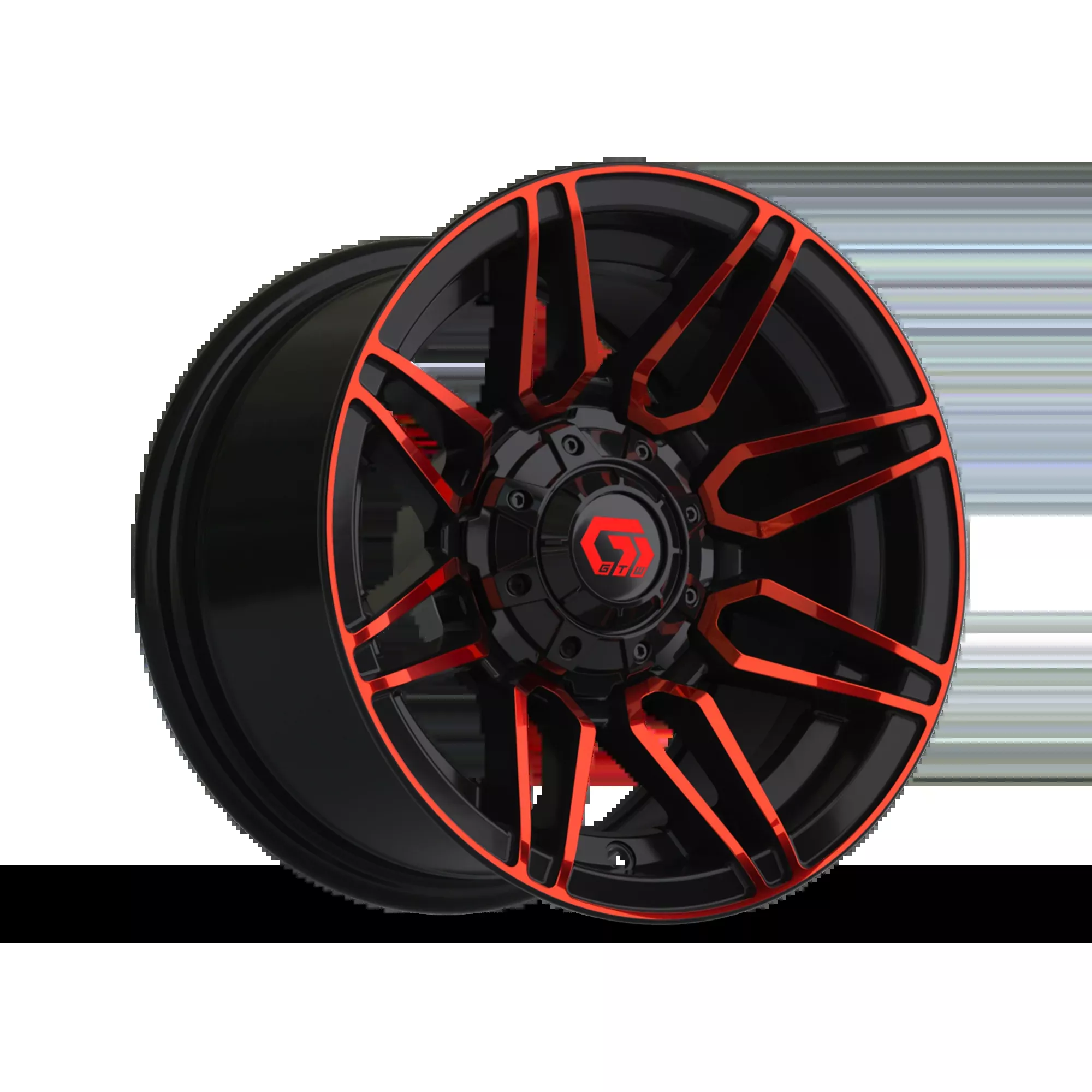 12" GTW Stealth Gloss Black with Red Face Wheel