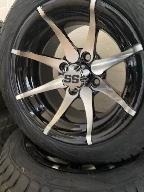 12” Kraken Golf Cart Wheels Mounted to 215/40-12 Low Profile Tires