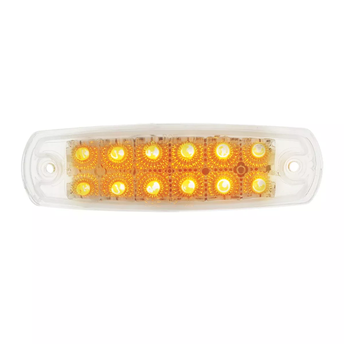 12 LED Reflector Rectangular Light (Clearance/Marker) - Amber LED/Clear Lens