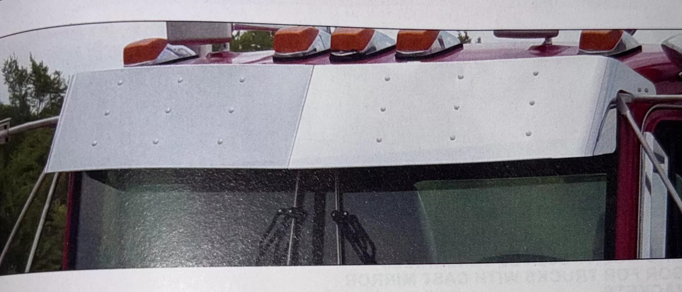 12" Standard Kenworth Drop VisorFlat Windshield 6 Brackets