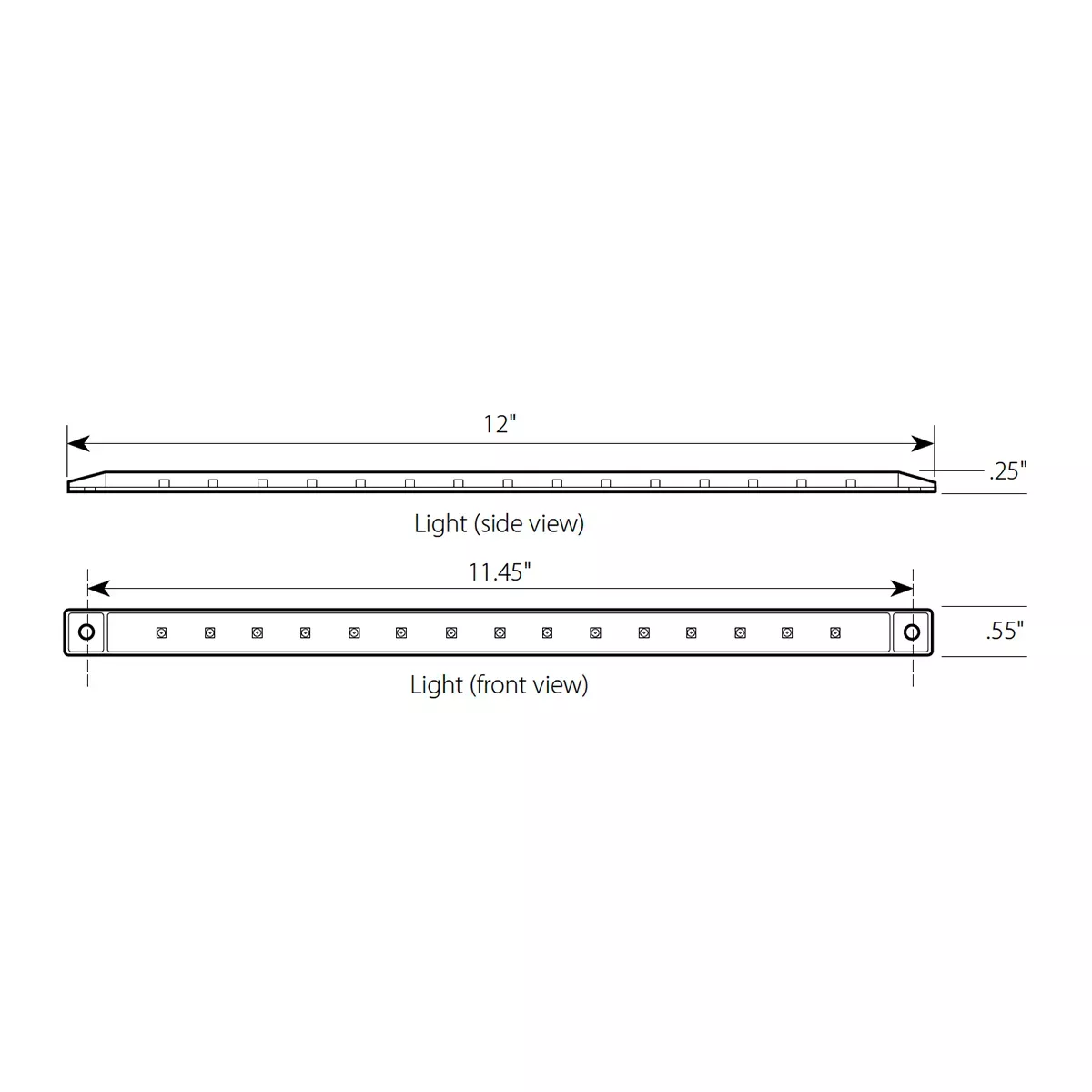 12″ Ultra Thin LED Marker Light Bar With Bezel Blue Blue