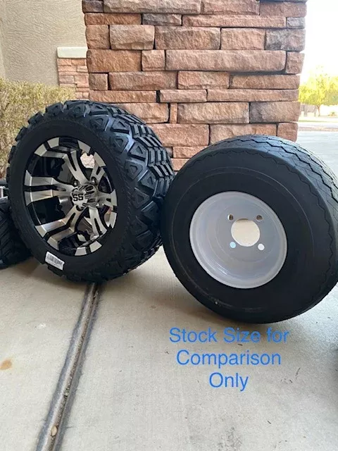 12” VAMPIRE GOLF CART WHEELS MOUNTED TO 20" ALL TERRAIN TIRES