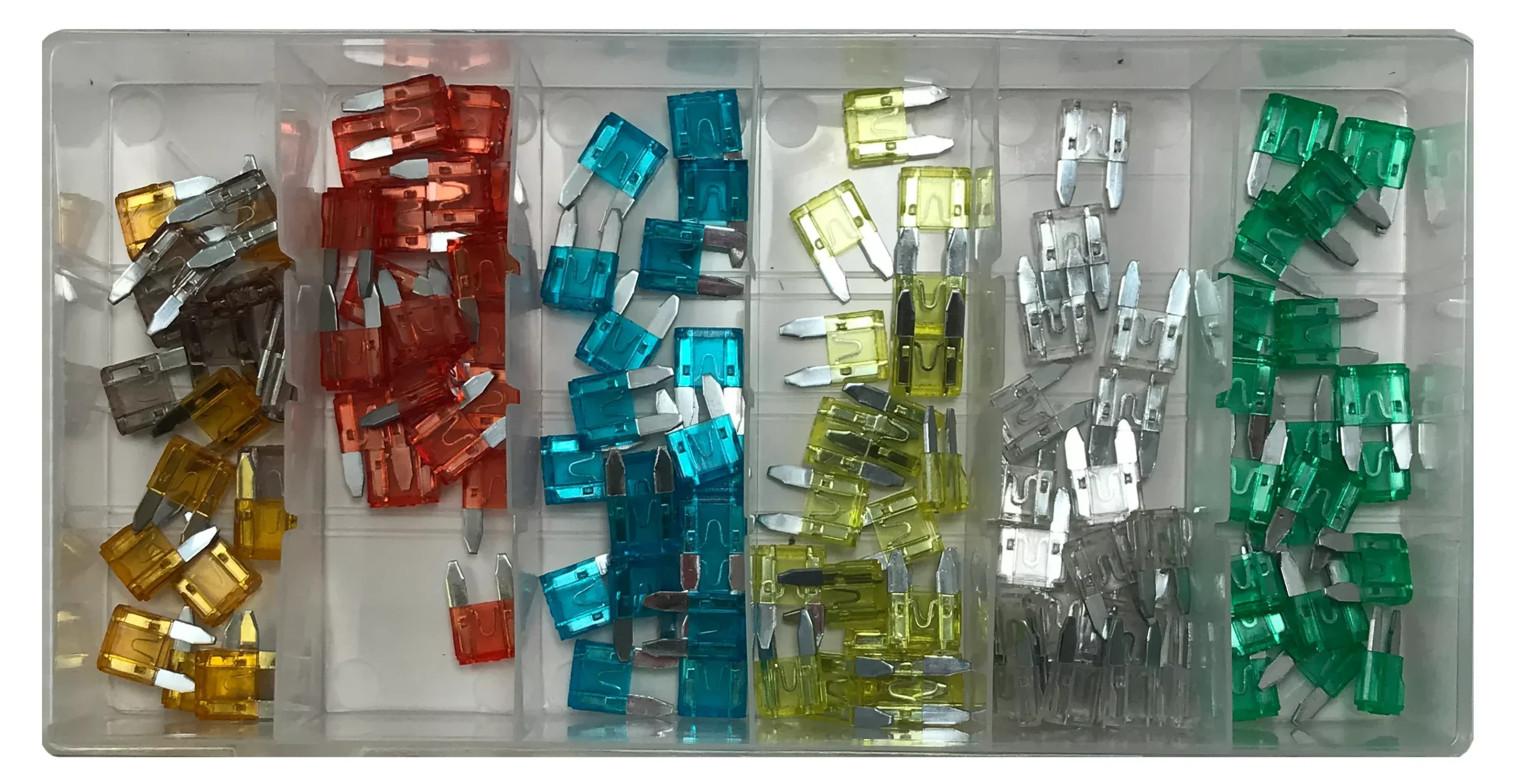120 Piece Mini Blade Fuse Assortment Kit - 7 Different Amperages