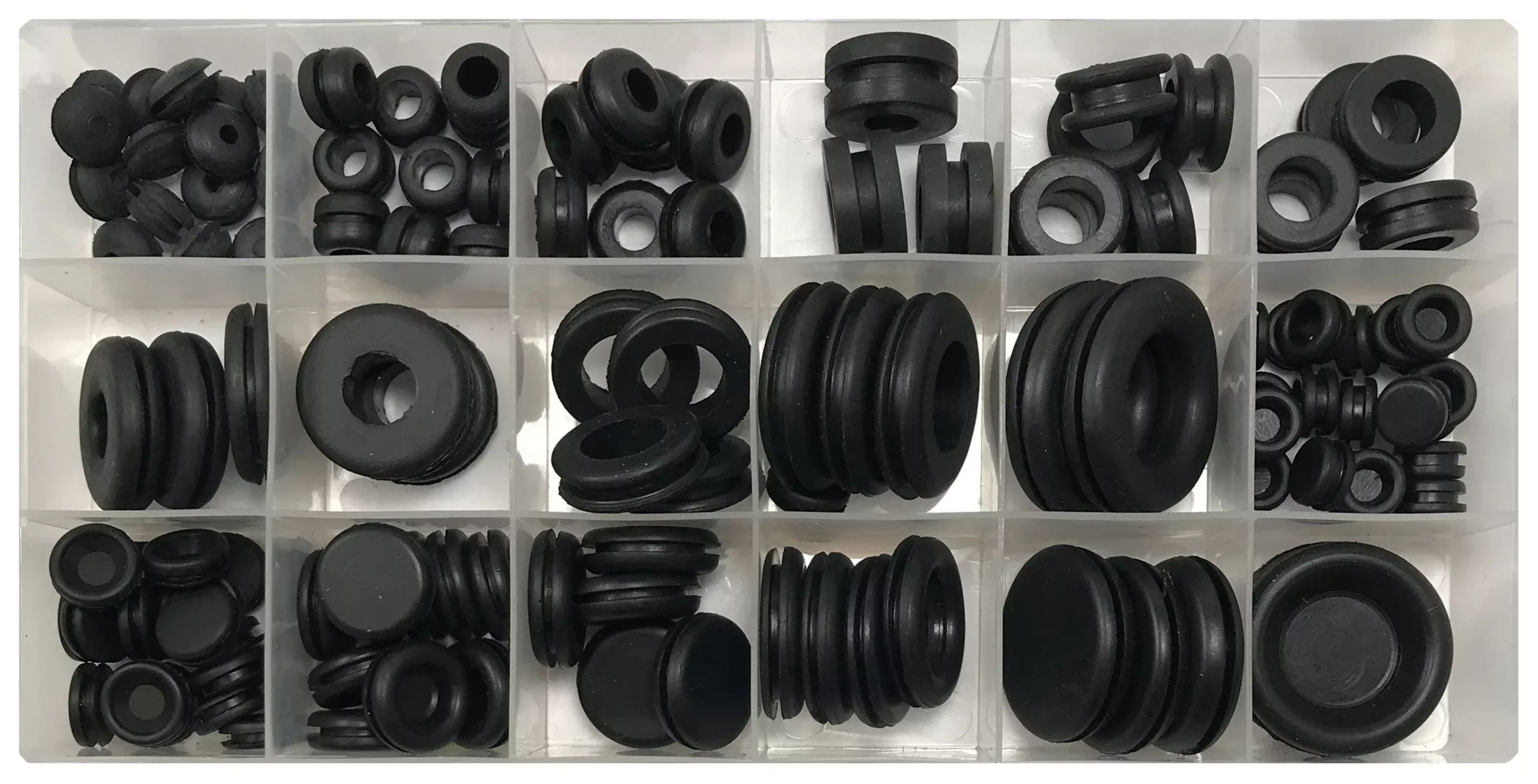 125-Piece Rubber Grommet Assortment Kit - Firewall & Panel Wire Protection