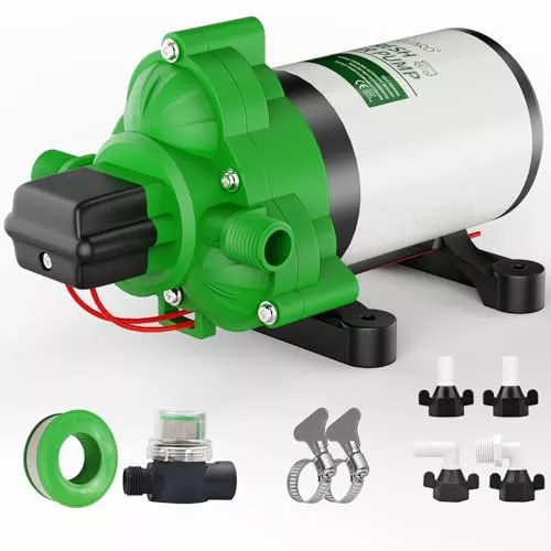 12V RV Water Pump 3.5 GPM with Strainer Filter and Adapters