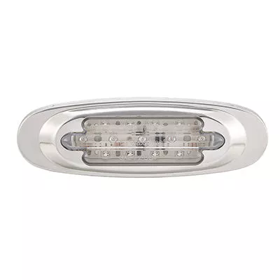 13 Diode LED Chrome Oval Clearance Marker - Amber/Clear