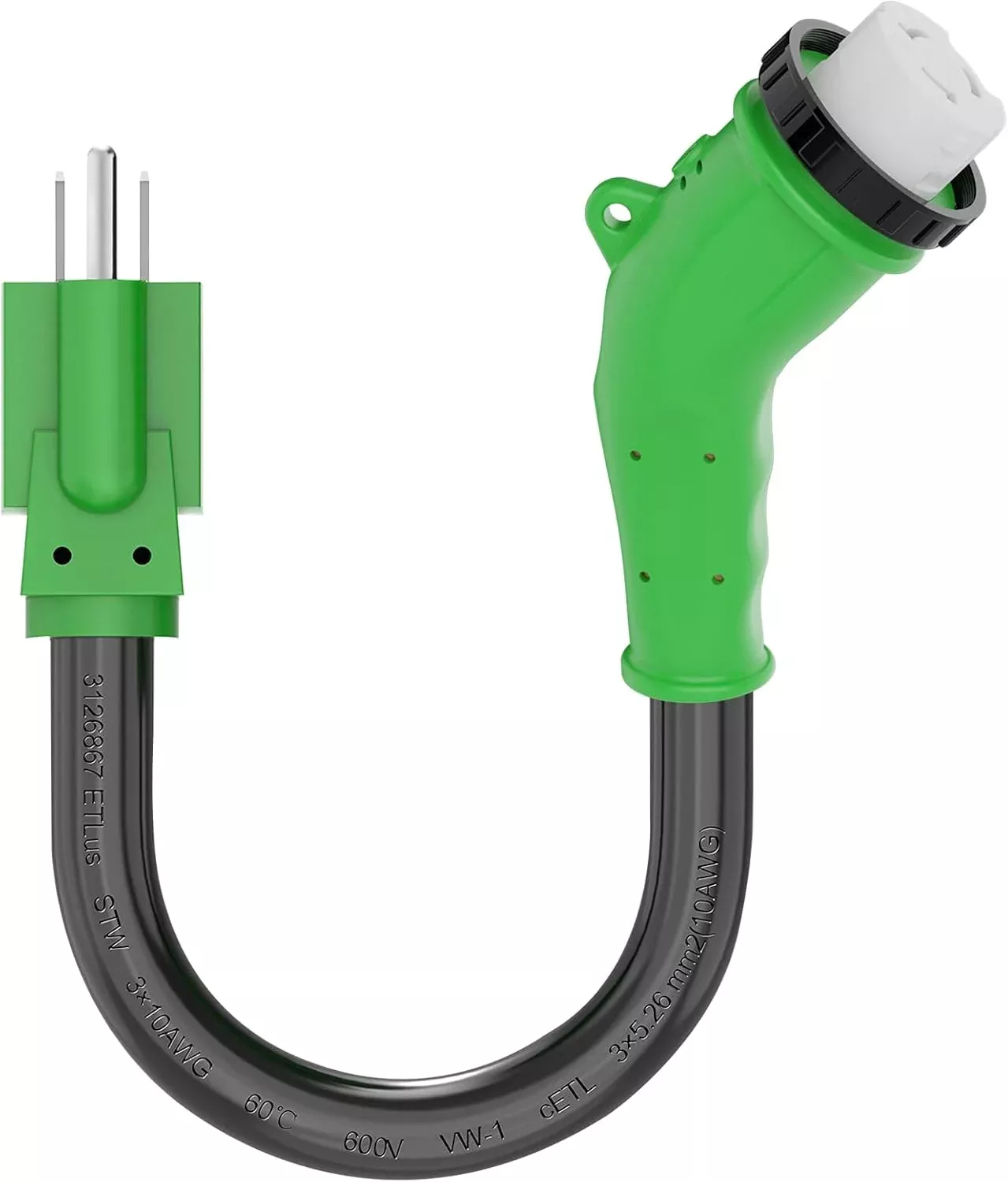 135° 15 Amp to 50 Amp RV Plug Adapter with Locking Connector - 5-15P to SS2-50R