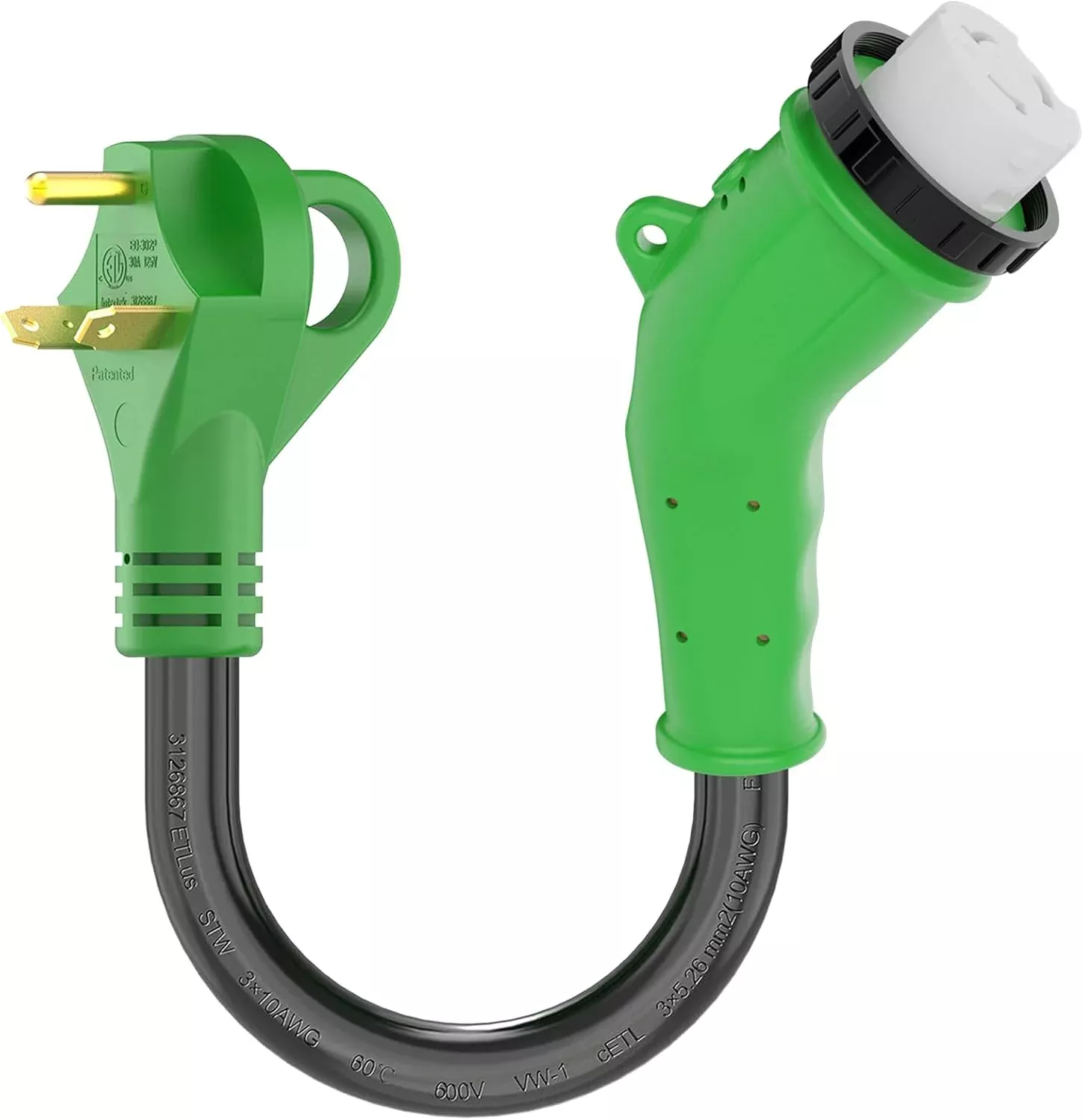 135° 30 Amp to 50 Amp RV Plug Adapter with Locking Connector - TT-30P to SS2-50R
