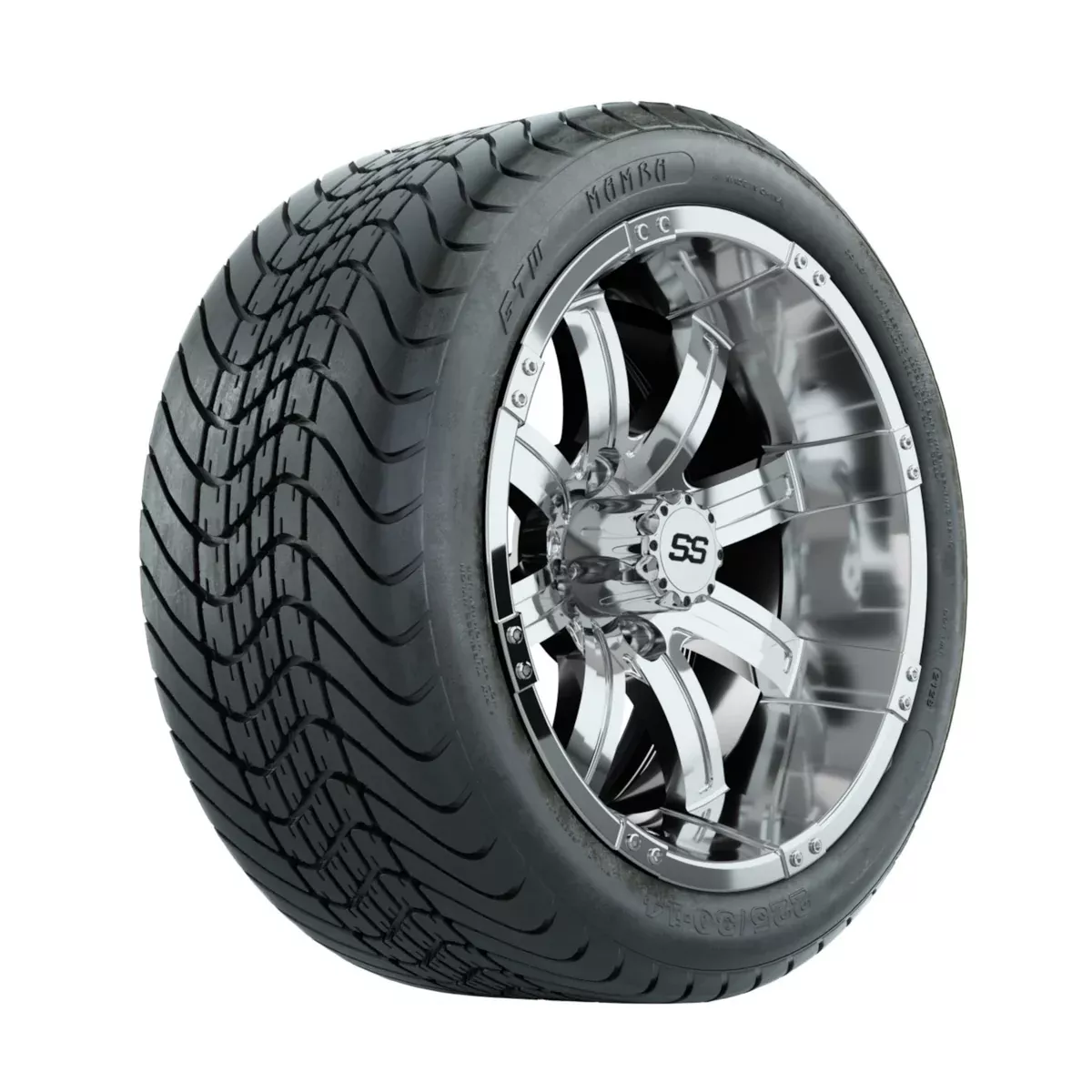 14" GTW Tempest Chrome Wheels with Mamba Street Tires Set of 4