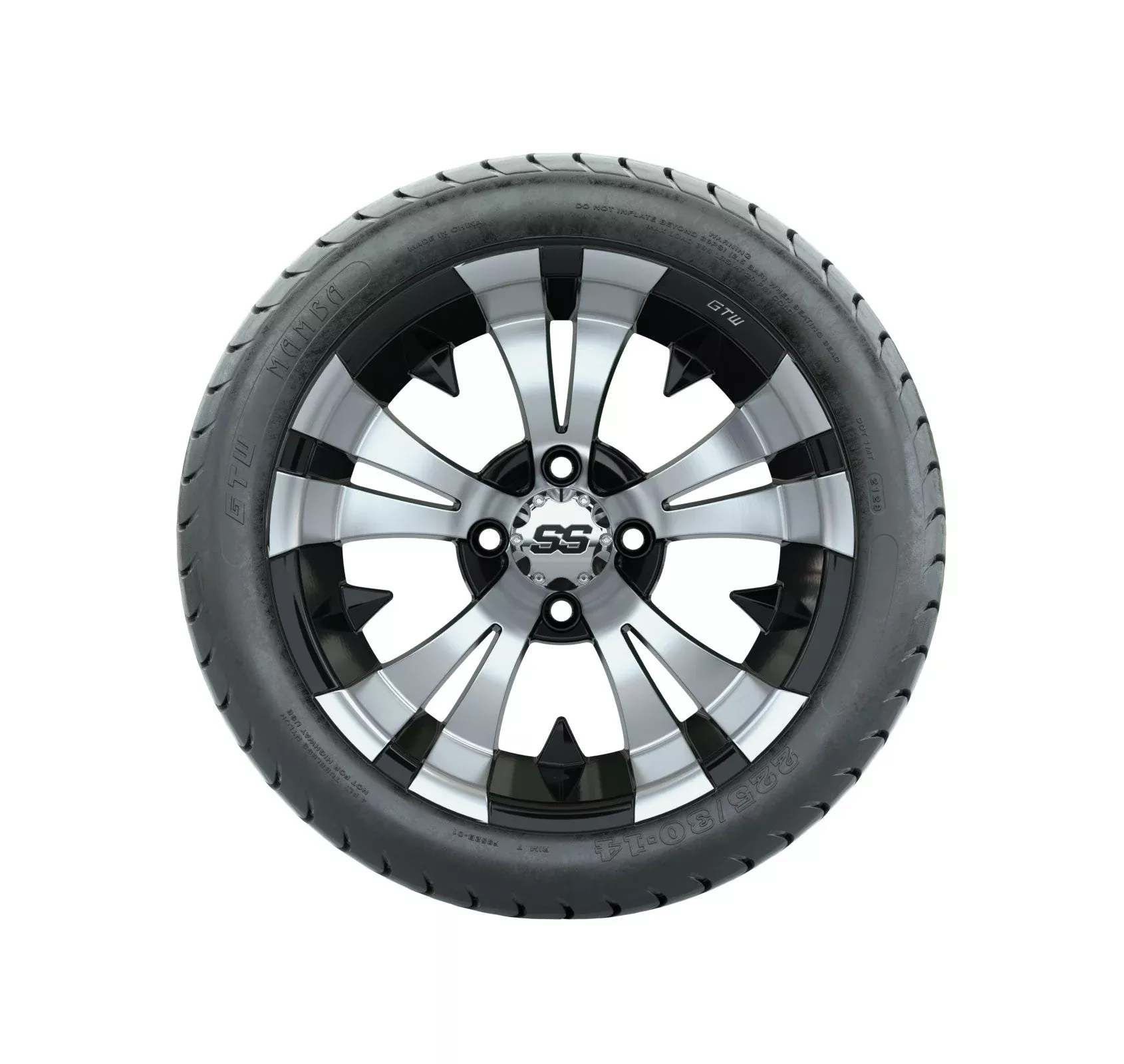 14" GTW Vampire Black and Machined Wheels with GTW Mamba Street Tires Set of 4