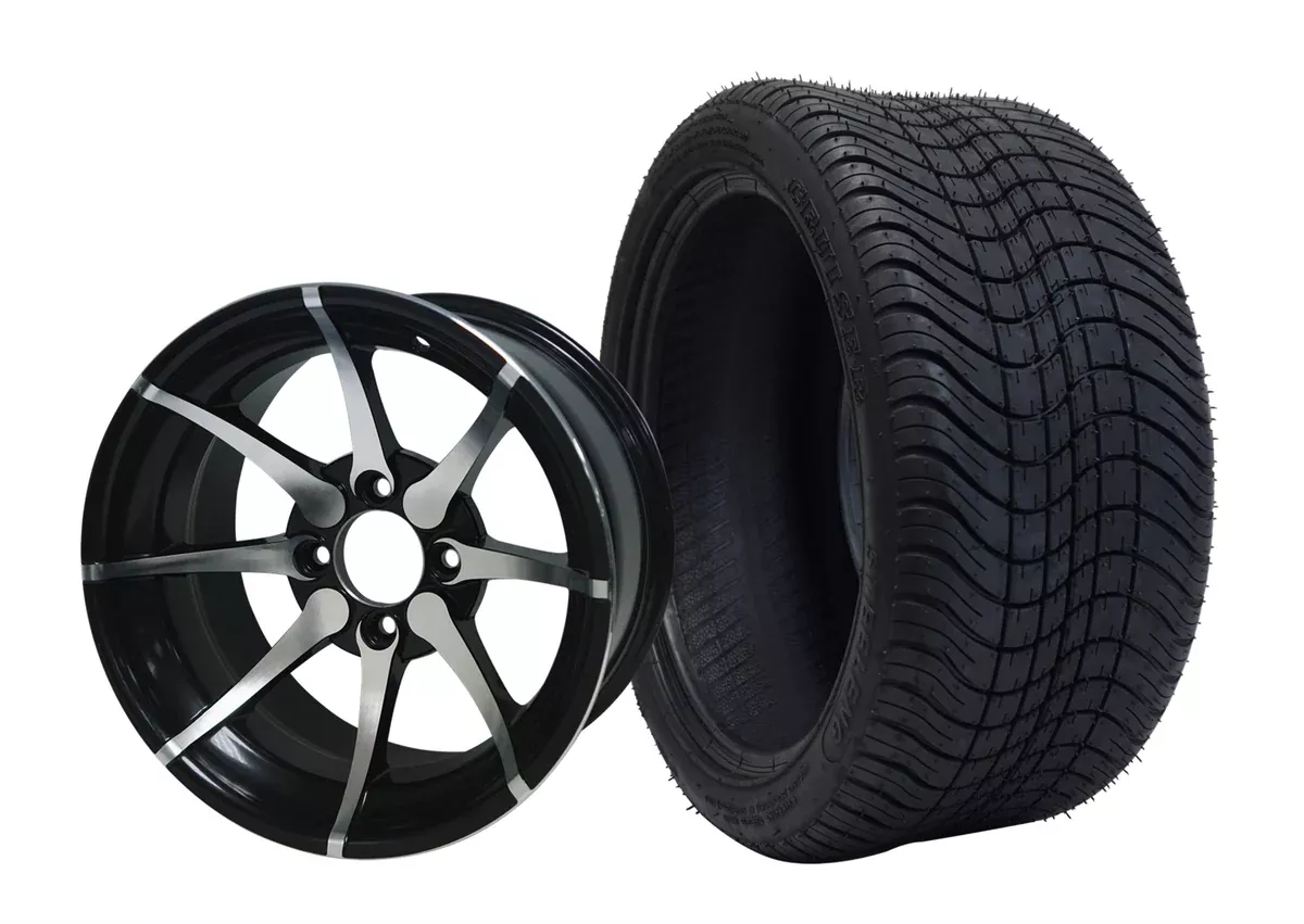 14” KRAKEN- GOLF CART WHEELS MOUNTED TO 205/30-14 LOW PROFILE TIRES