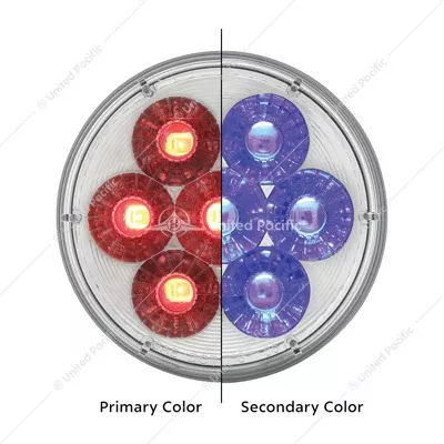 14 LED 4" Round Double Fury Light (Stop, Turn & Tail) - Red & Blue LED/Clear Lens