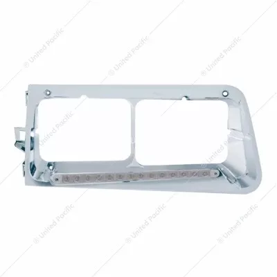 14 LED Headlight Bezel For 1989-2009 Freightliner FLD - Passenger - Amber LED/Clear Lens