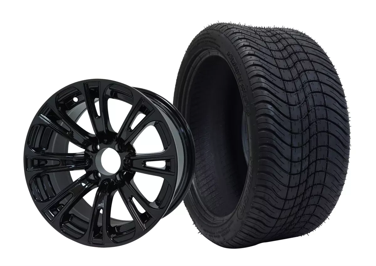 14" VOODOO GOLF CART WHEELS and 205/30-14 DOT LOW PROFILE TIRES (SET OF 4)