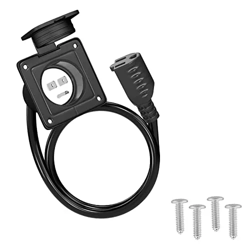 15 Amp 125 Volt AC Power Inlet Plug - Black