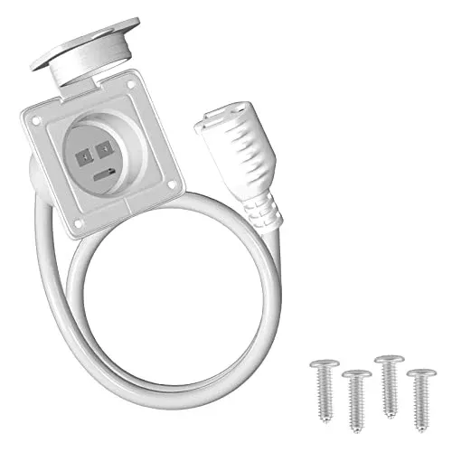 15 Amp 125 Volt AC Power Inlet Plug - White