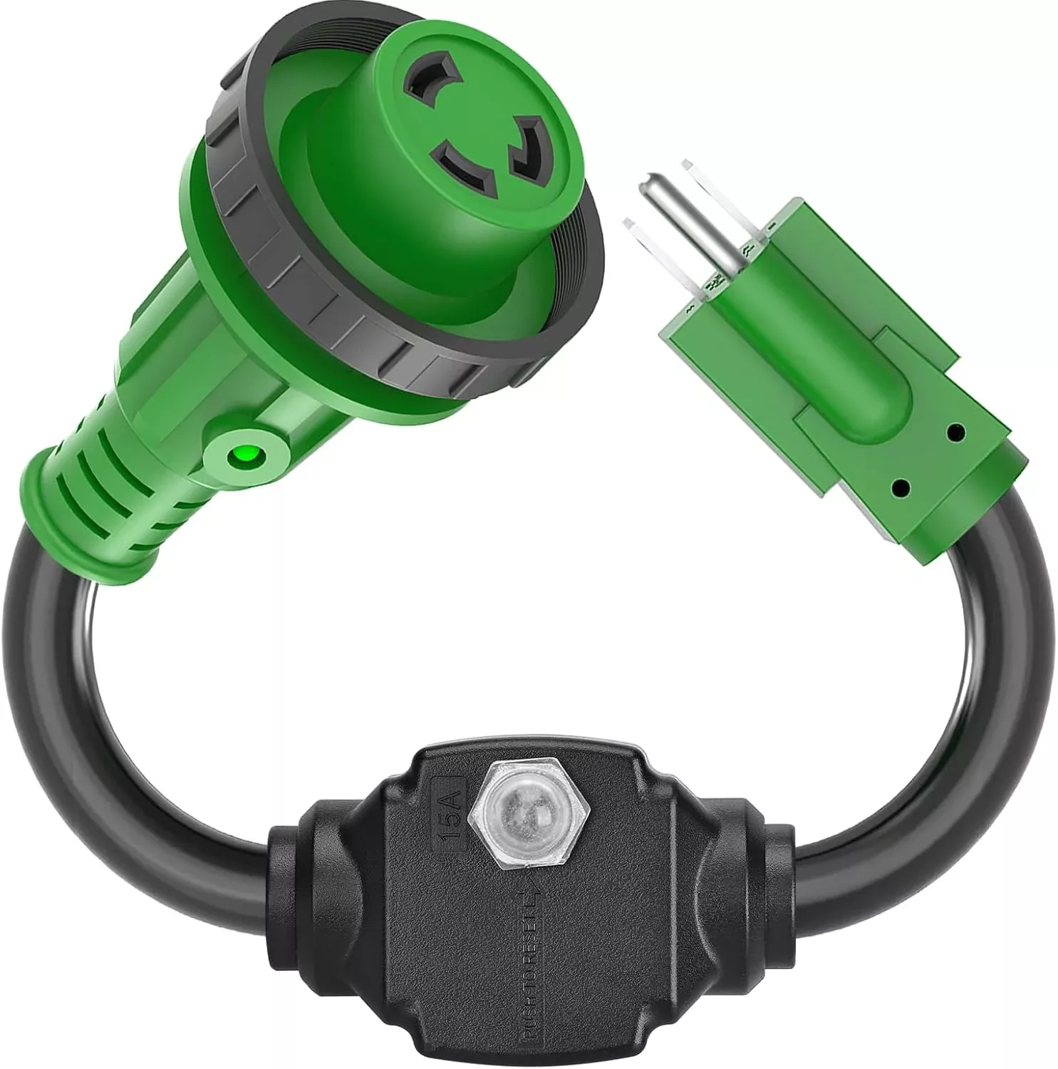 15 Amp to 30 Amp RV Adapter Cord with Overload Protector - 5-15P to L5-30R
