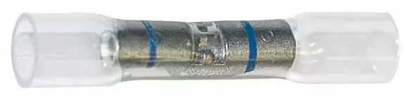 16-14 AWG Blue Heat Shrink Butt Connectors - Clear Crimp Terminals - 10 to 500 Pack - Made in USA