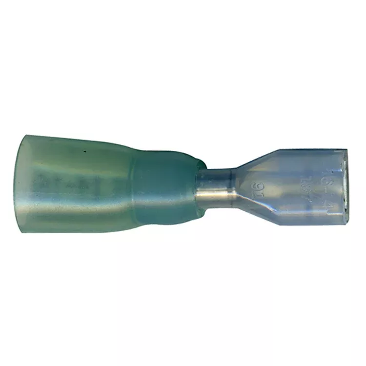 16-14 AWG Blue Heat Shrink & Crimp Fully Insulated Female Quick Disconnect - .187 Tab - 10 to 500 Pack