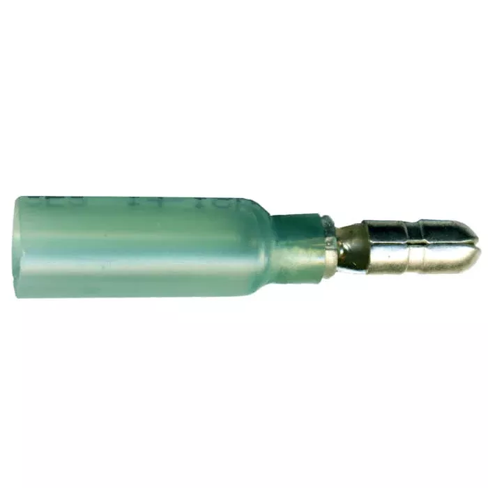 16-14 AWG Blue Heat Shrink & Crimp Male Bullet Connector - .180 Tab - 10 to 500 Pack - Made in USA