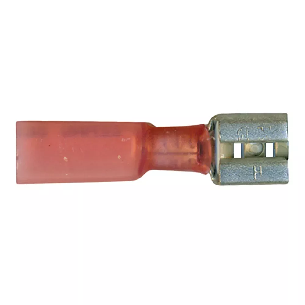 22-18 AWG Red Heat Shrink & Crimp Female Quick Disconnect - 0.250" Tab - 10 to 500 Pack