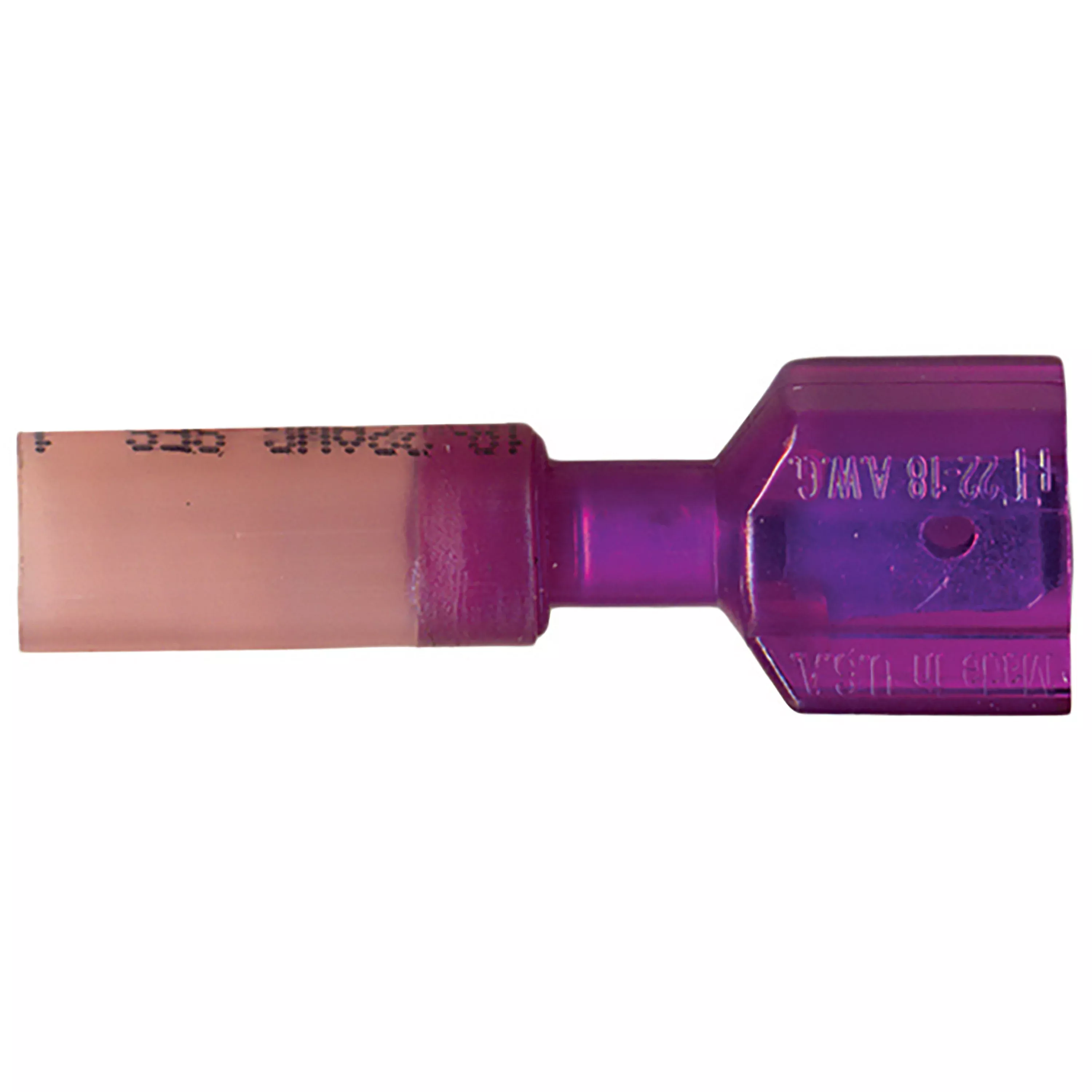 22-18 AWG Red Heat Shrink & Crimp Fully Insulated Male Quick Disconnect - 0.250" Tab - 10 to 500 Pack
