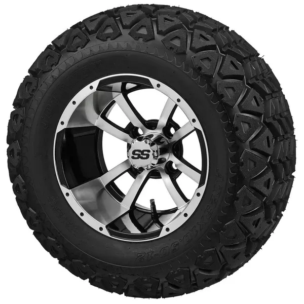 23x10.50-12 Black Trail on "Type 7" Machined/Black Wheel