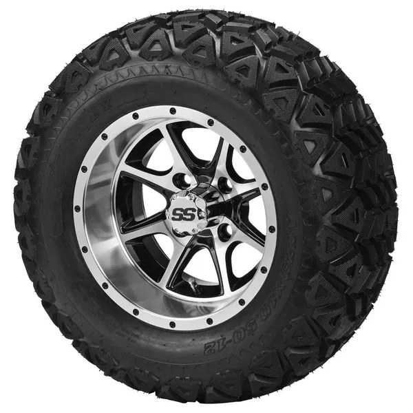23x10.50-12 Black Trail on "Type 8" Machined/Black Wheel