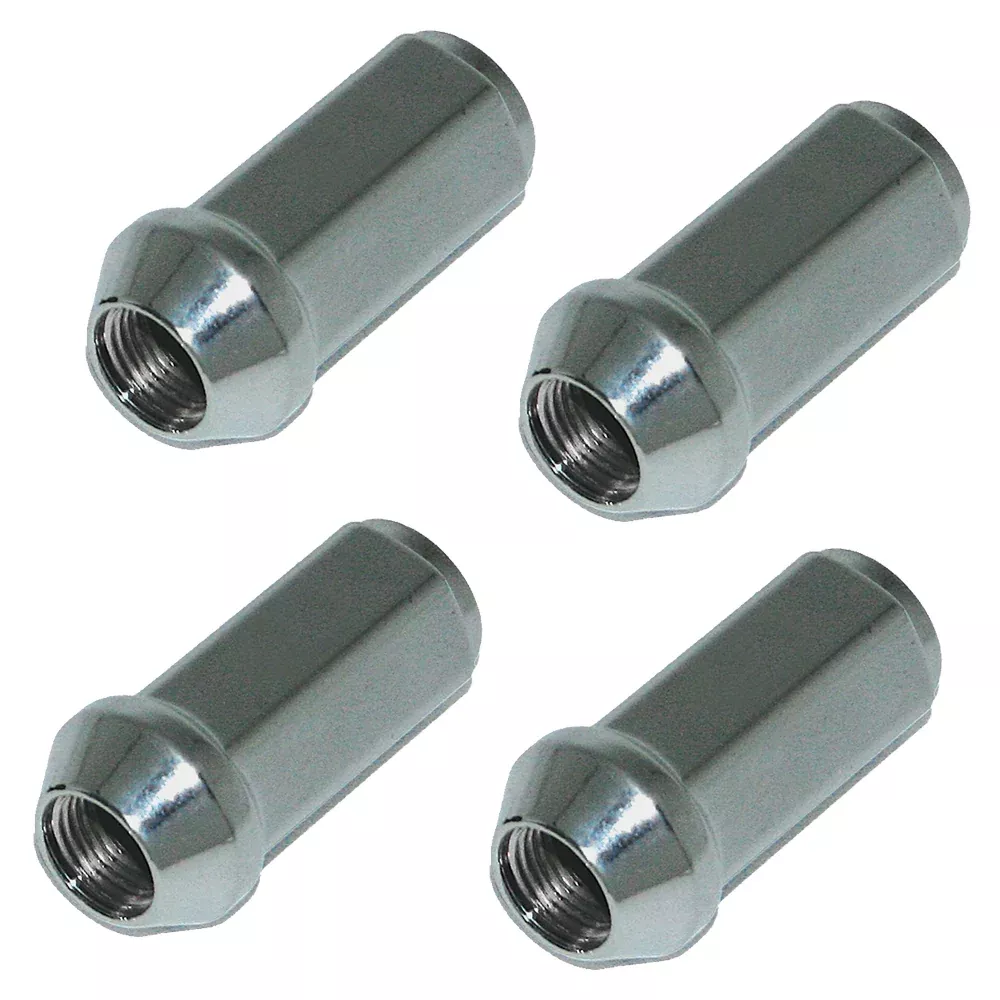 3/4" Hex Chrome Long Lug Nut 1.88" Long - 1/2" x 1.88" (Pack of 4)