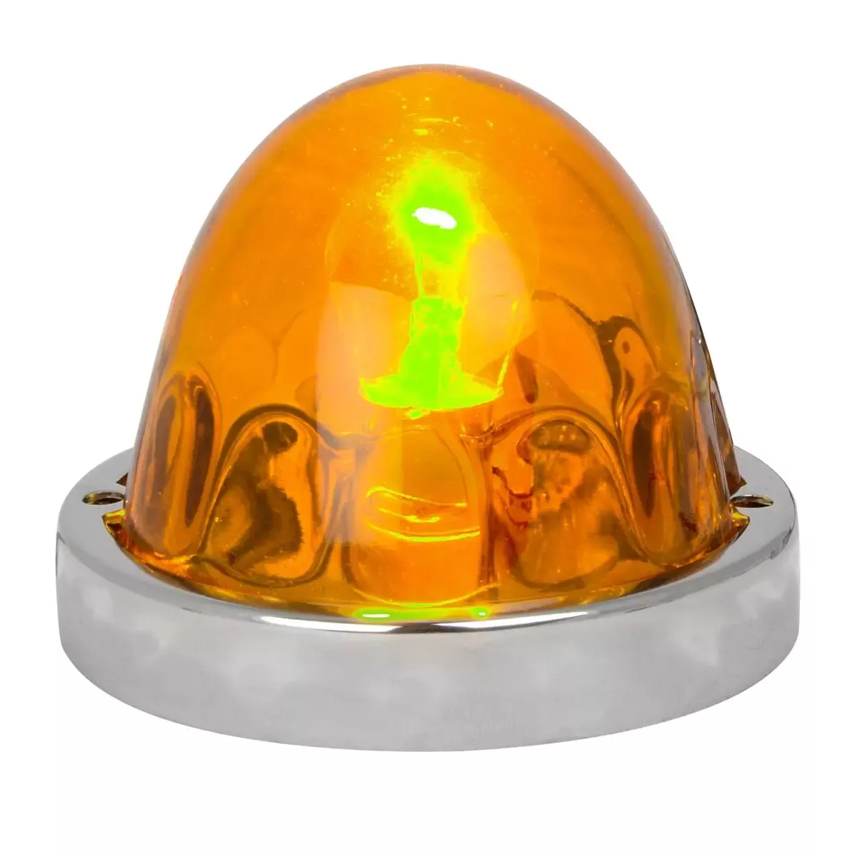 3.5" Flush Mount Glass Marker Light Kit - Large Round Style Light Amber