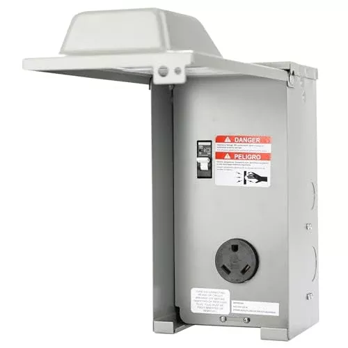 30 Amp RV Outlet Box with Breaker - TT-30R