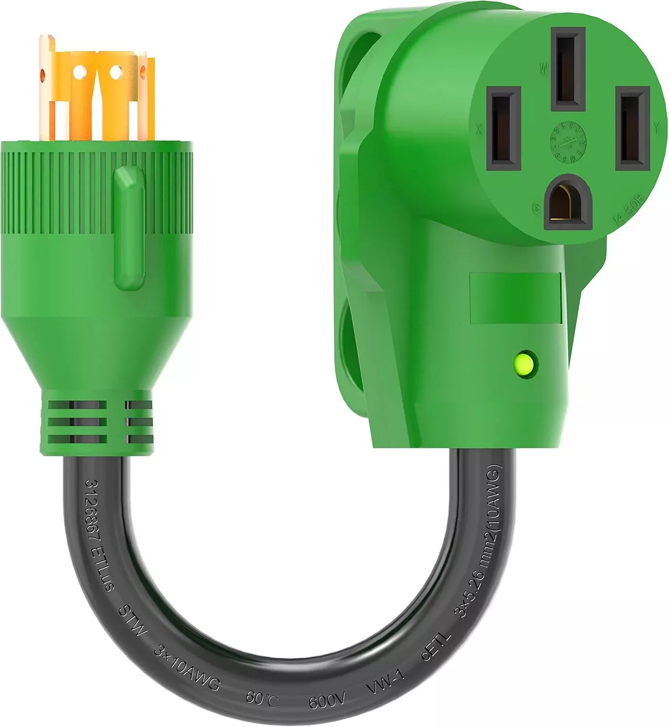 30 Amp to 50 Amp RV Generator Adapter Cord - L14-30P to 14-50R