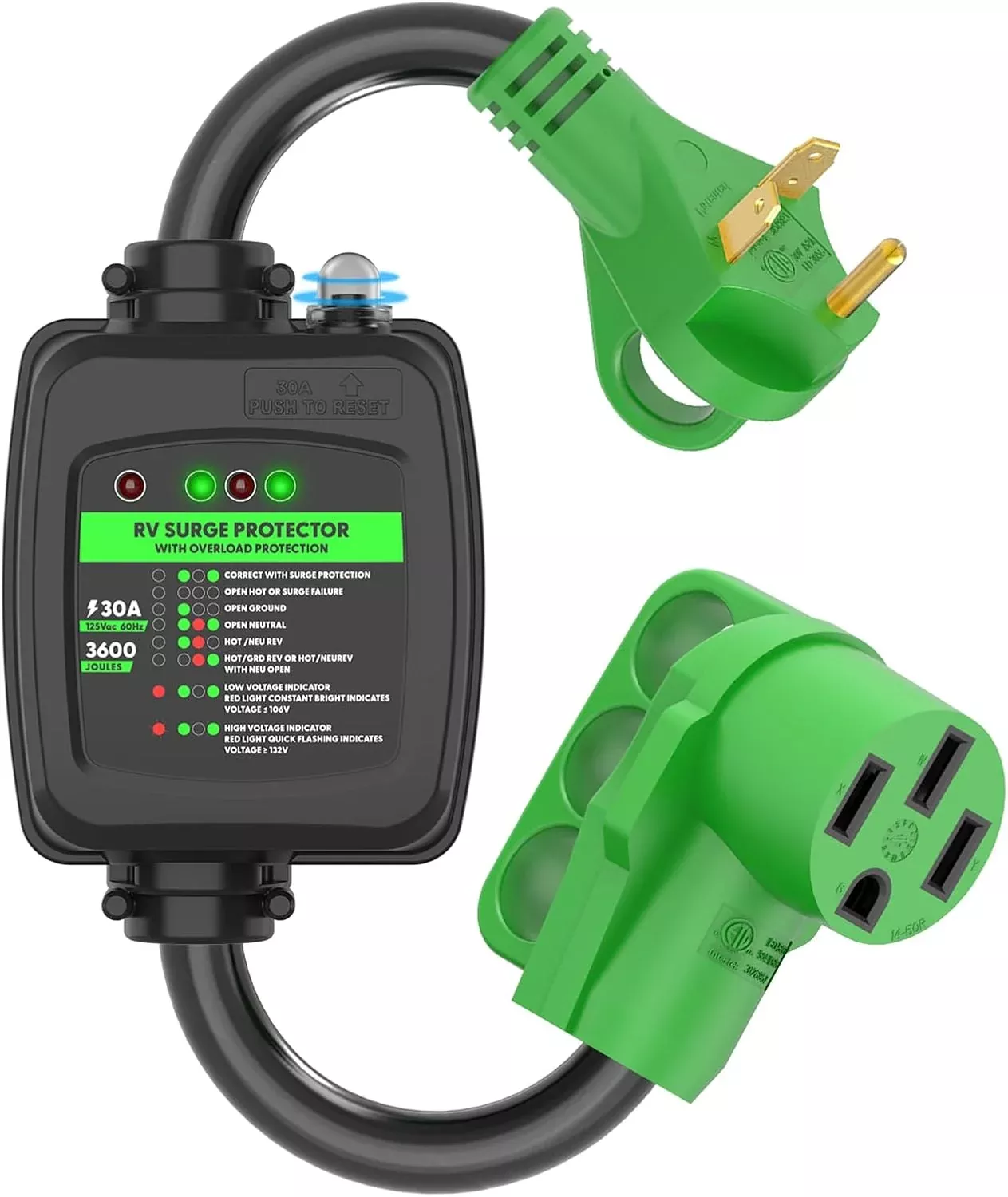 30 Amp to 50 Amp RV Surge Protector Adapter- TT-30P to 14-50R