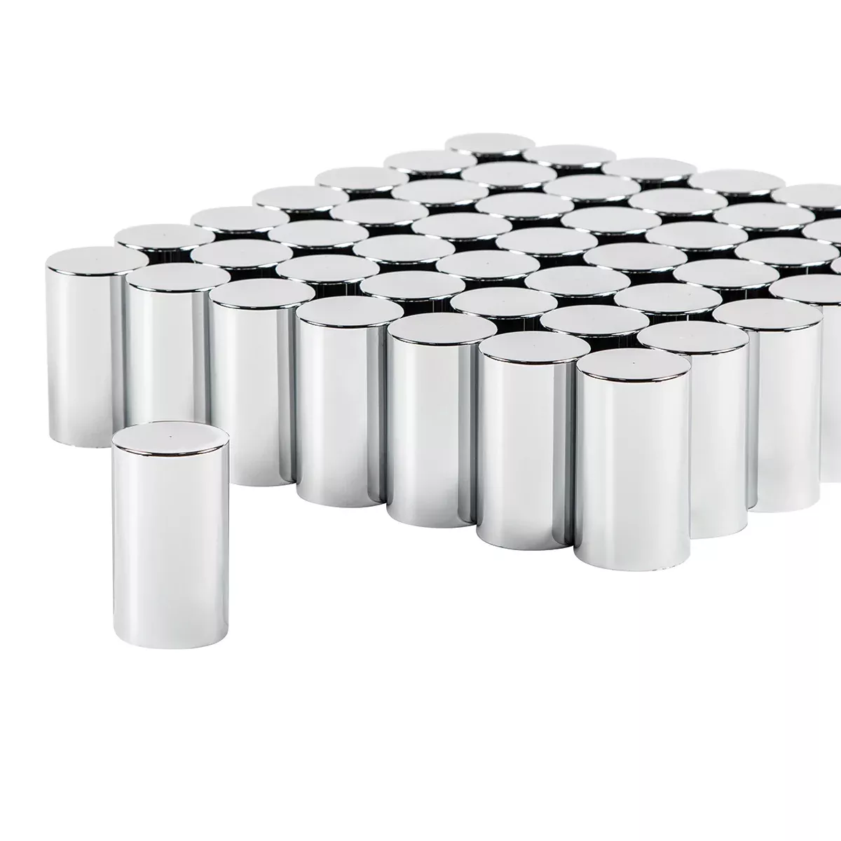33mm x 3-1/2" Chrome Plastic Cylinder Nut Covers - Thread-On (60-Pack)