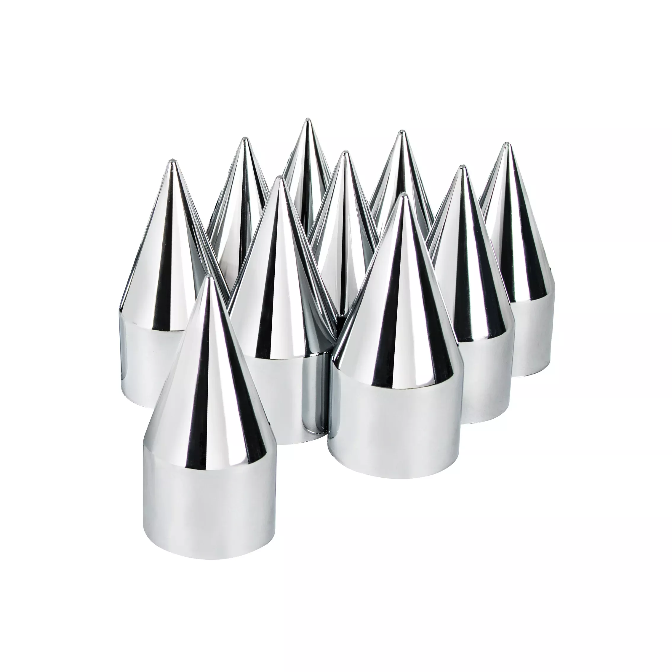 33mm X 4-1/8" Chrome Plastic Spike Nut Covers - Thread-On (10 Pack)