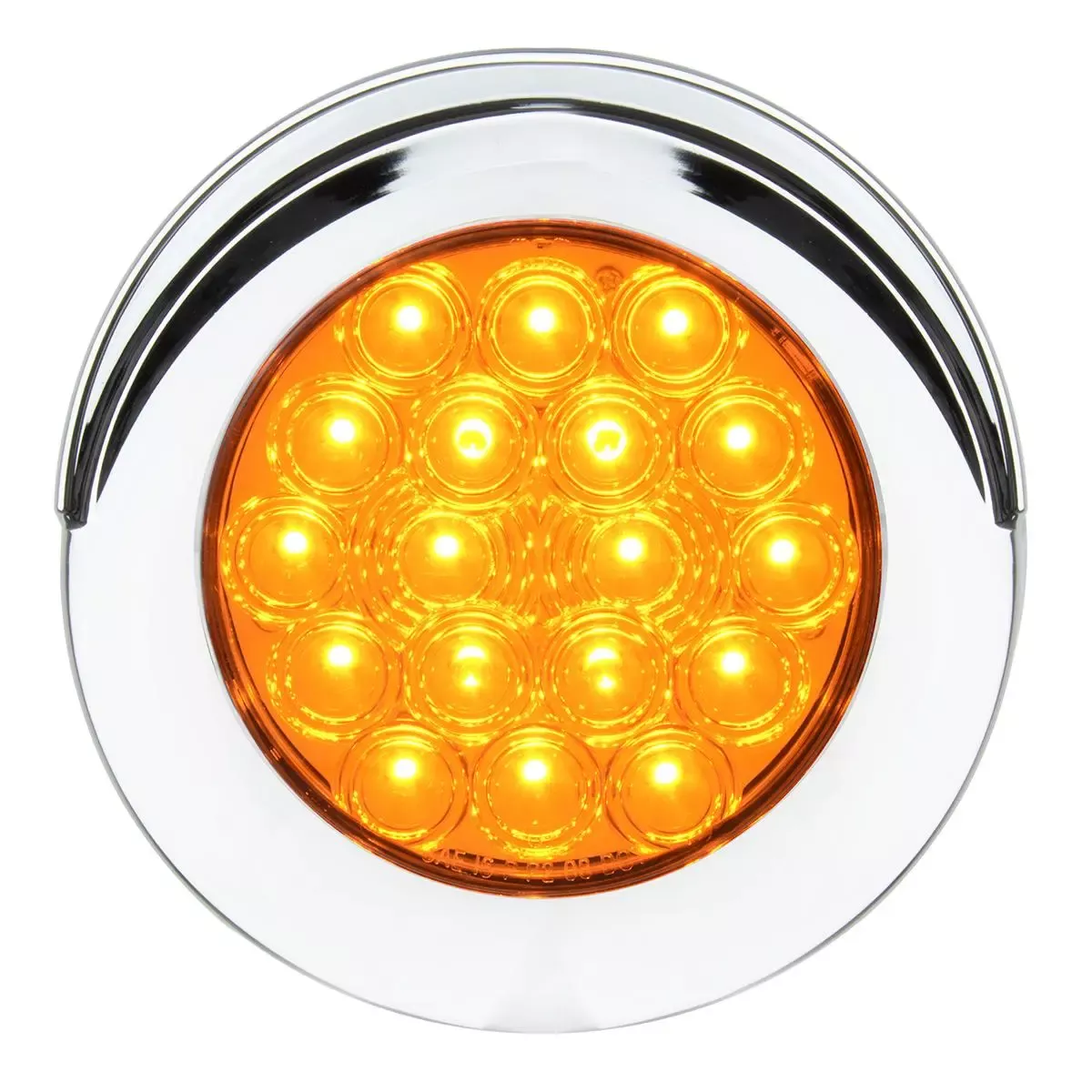 4″Amber LED Amber Lens Fleet Flange Mount 18 LED Light With Chrome Twist & Lock Bezel