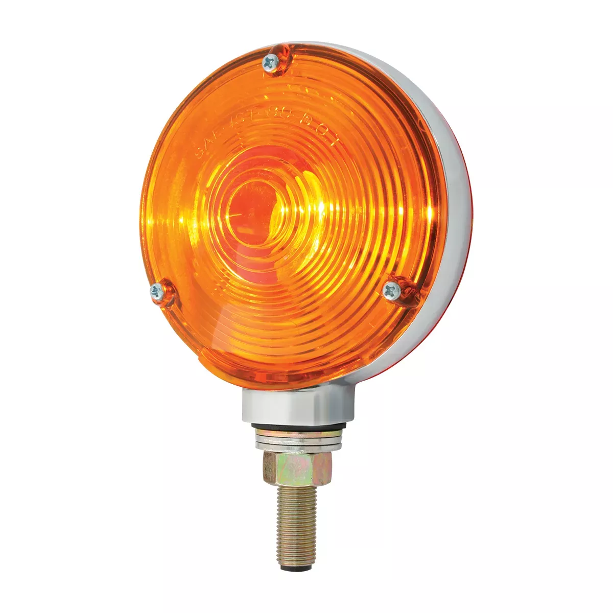 4" Double Face Amber Red Pedestal Light With Chrome housing & 2 Wires