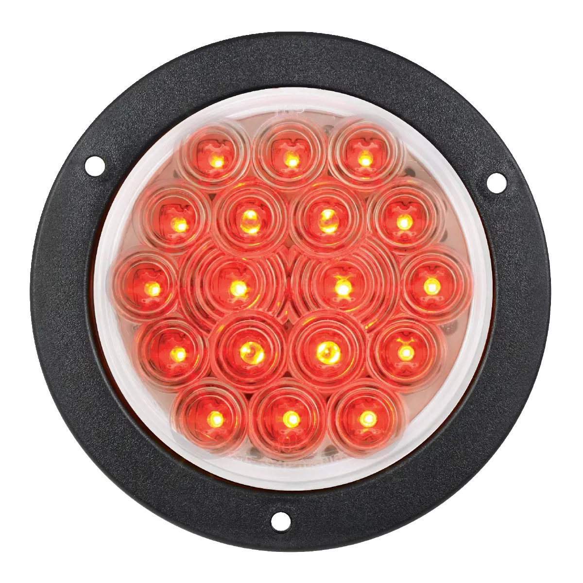 4" Fleet Red Clear 18 LED Light With Black Flange Mount