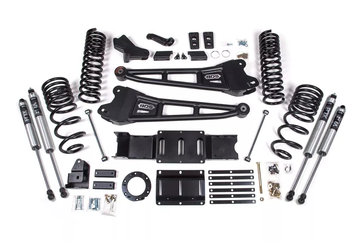 4" RADIUS ARM LIFT KIT /W FOX 2.0 SHOCKS 19-26 RAM 2500 GAS W/ 6-BOLT T-CASE-BDS1699FS